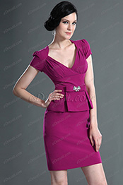 V Neck Hot Pink Mother of the Bride Dress