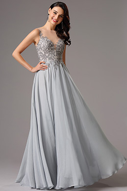 Robe de Soirée Grise Dentelle Sans Manches Robe de Soirée Grise Dentelle Sans Manches