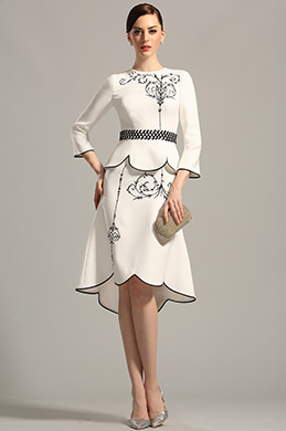 Vintage Long Sleeves Embroidery Mother of the Bride Dress