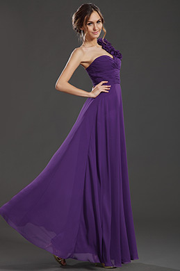 Flower One Shoulder Formal Party Dress