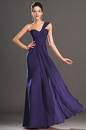 Elegant One Shouder Blue Evening Dress Prom Dress