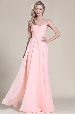 Flattering Strapless Sweetheart Pink Bridesmaid Dress