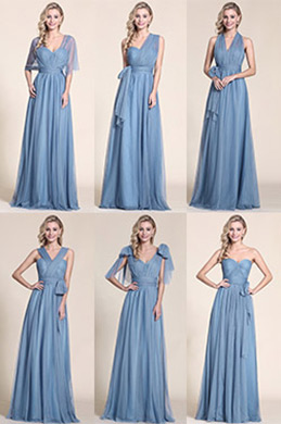 A Line Convertible Bridesmaid Dress Evening Dress