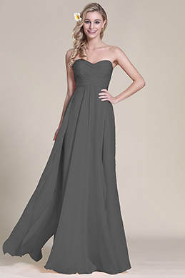 Elegant Strapless Sweetheart Grey Bridesmaid Dress