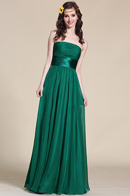Strapless Dark Green Bridesmaid Dress Evening Gown