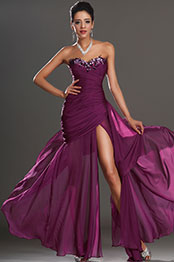 Formal Purple High Slit Evening Dress Prom Dress