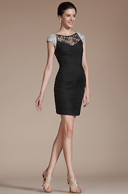Beaded Cap Sleeves Cocktail Dress