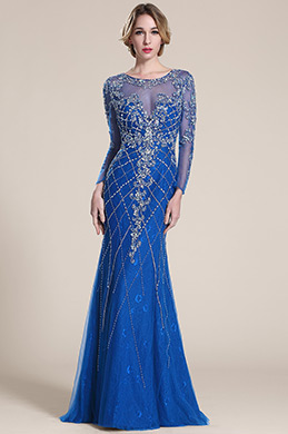 Блестящее Синее Выпускное Платье