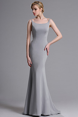 Grey Strapped Mermaid Evening Prom Dress