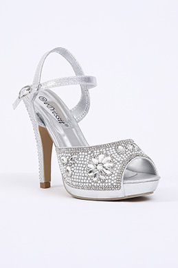 Silver Crystal High Heels