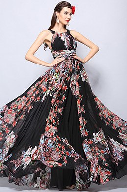 Halter Neck Printed Summer Evening Dress Formal Dress