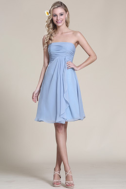 Strapless Blue Cocktail Dress Bridesmaid Dress