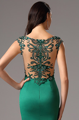 Illusion Grün V-Ausschnitt Hoher Schlitz Kleid