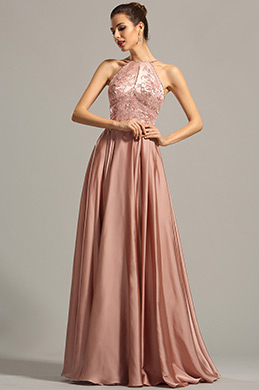 Halter Stil Spaghetti Träger Gestickt Abendkleid Halter Stil Spaghetti Träger Gestickt Abendkleid