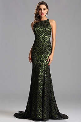 Sleeveless Army Green Long Formal Dress Evening Dress