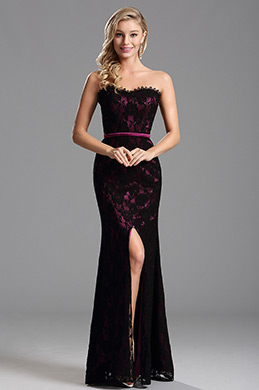 Graceful Overlace High Slit Hot Pink Formal Dress Evening Gown