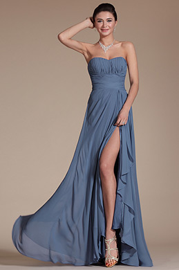 Simple Strapless Bridesmaid Dress Evening Dress