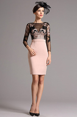 Robe Mère de Mariée Manches Longues Broderie Rose Robe Mère de Mariée Manches Longues Broderie Rose