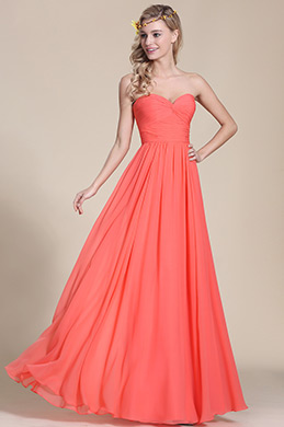 Vestido de Dama de Honor Coral A Línea Simple