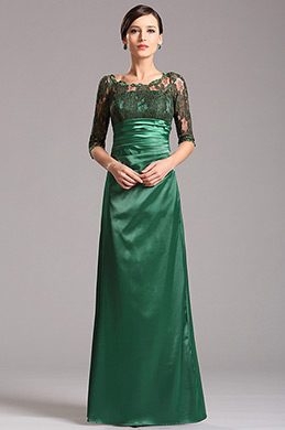 Modest Long Lace Sleeves Green Mother of the Bride Dress