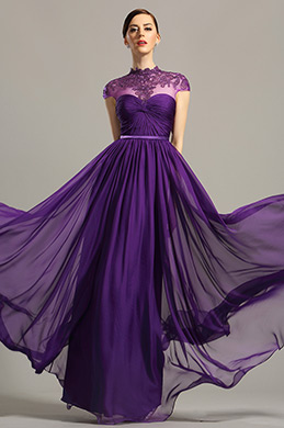 High Neck Purple Evening Dress Formal Wear