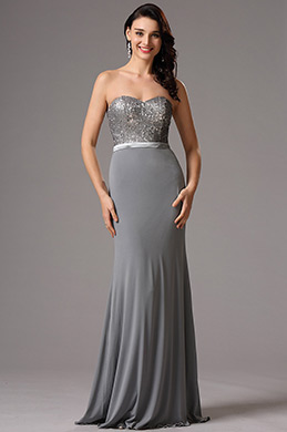 Серое Вечернее Платье для Подружек Невесты с Пайетками