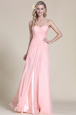 Robe de soirée/demoiselle d'honneur rose bustier fendue