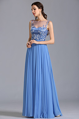 Sleeveless Illusion Sweetheart Embroidery Evening Dress Formal Gown