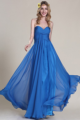 Strapless Sweetheart Blue Bridesmaid Dress