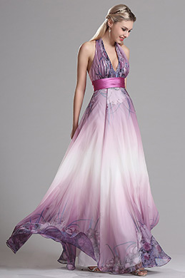 Lila Halter Applikatierendes A Linie Abendkleid