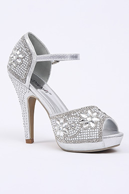 Silver High Heels With Crystals