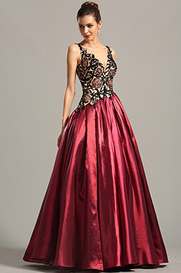 Vintage Sleeveless V Neck Formal Gown Prom Dress
