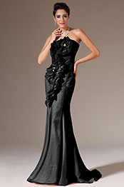 Strapless Black Mermaid Prom Ball Gown