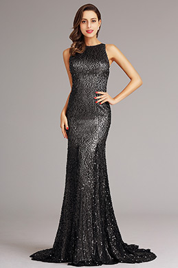 Dark Grey Sequin Formal Dress Evening Dress