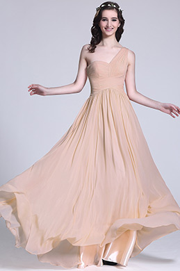 Elegant One Shoulder Rosy Brown Bridesmaid Dress