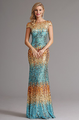 Kappe Ärmel Cowl Rücken Pailletten Formal Kleid Abendkleid