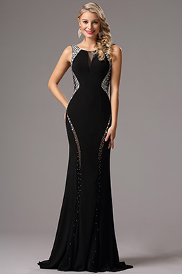 schwarz perlitisch Abendkleid Formal Abendkeid