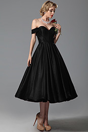 Sweetheart Off Shoulder Tea Length Party Dress