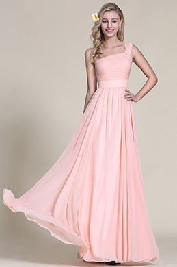 Rosado Vestido de Daman Largo Elegante Solo Hombro