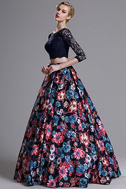 Zwei Stück 3/4 Armeln Abschlussblumenkleid