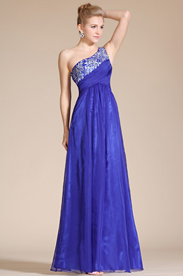 One Shoulder Empire Long Evening Dress