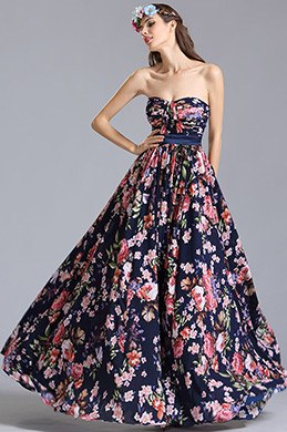 Strapless Sweetheart Summer Floral Dress Printed Dress