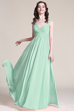 V Cut Mint Green  Bridesmaid Dress Evening Dress