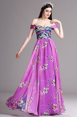 heißrosa Auf Schulter Gedrucktes Summerkleid