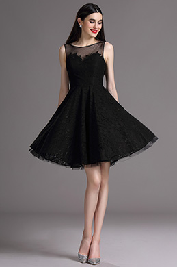 Black Lace Cocktail Party Dress