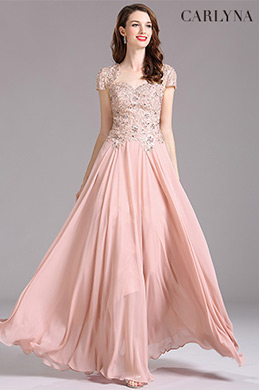 Carlyna Hell Rosa Kappe Ärmel Paillette Abendkleid Carlyna Hell Rosa Kappe Ärmel Paillette Abendkleid