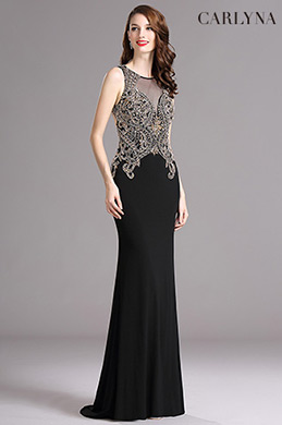 Carlyna Sleeveless Beaded Mermaid Prom Evening Gown
