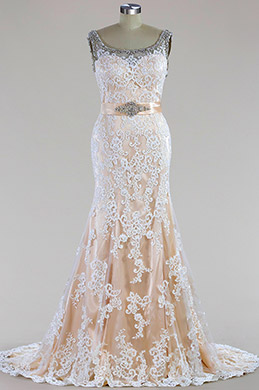 Sleeveless Beaded Mermaid Wedding Dress