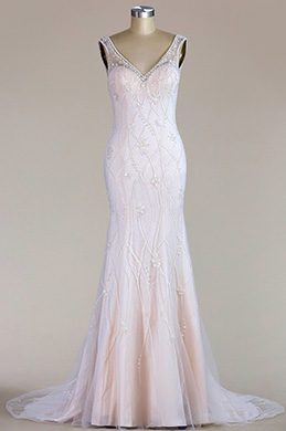 Robe de Mariée V Col Sirène Sans Manche Robe de Mariée V Col Sirène Sans Manche