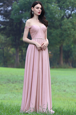 Robe de Soirée Hors Épaule A Line Rose